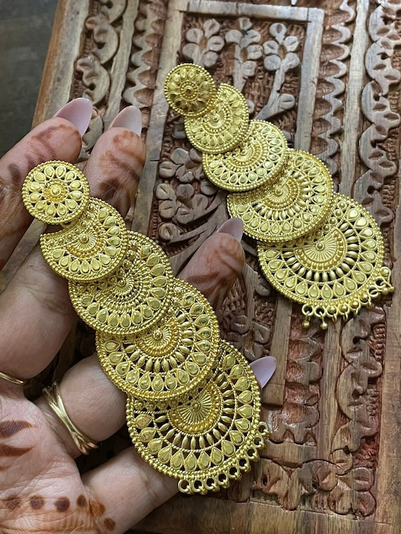 Kumar Jewels Gold Plated Punjabi Style Indian Jadau Multi Color Peepal  Patti Hoop Earrings at Rs 840/pair | गोल्ड प्लेटेड इयररिंग in Jalandhar |  ID: 2977145473