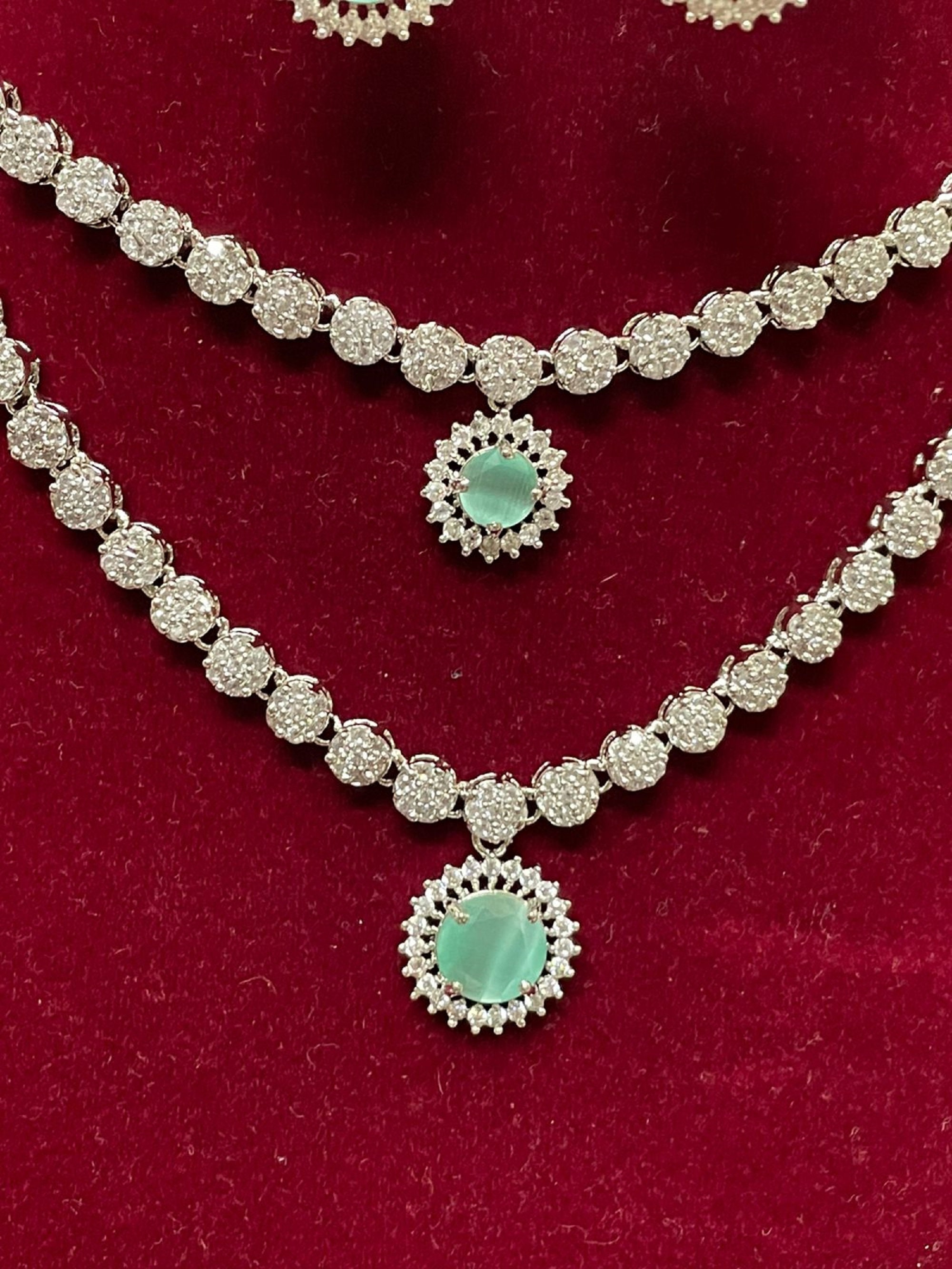 CZ Diamond Necklace / Statement Jewelry/ Statement Necklace/ Etsy