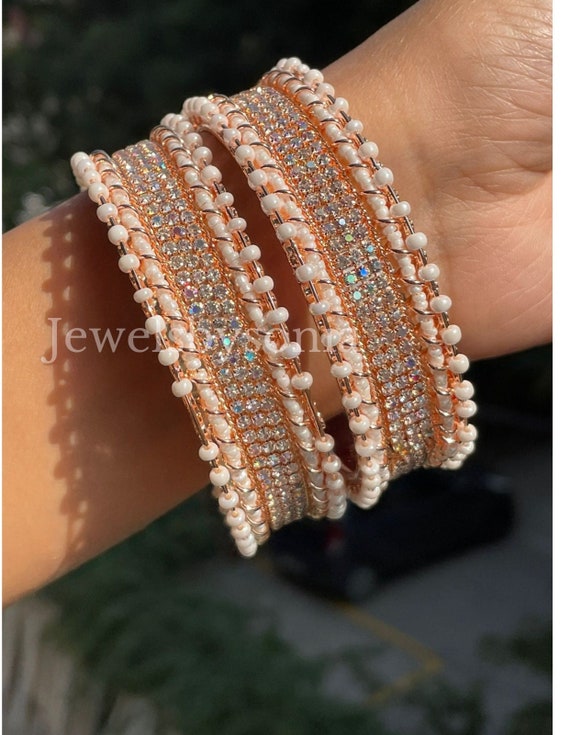 Rhodium plated gold bangles deals