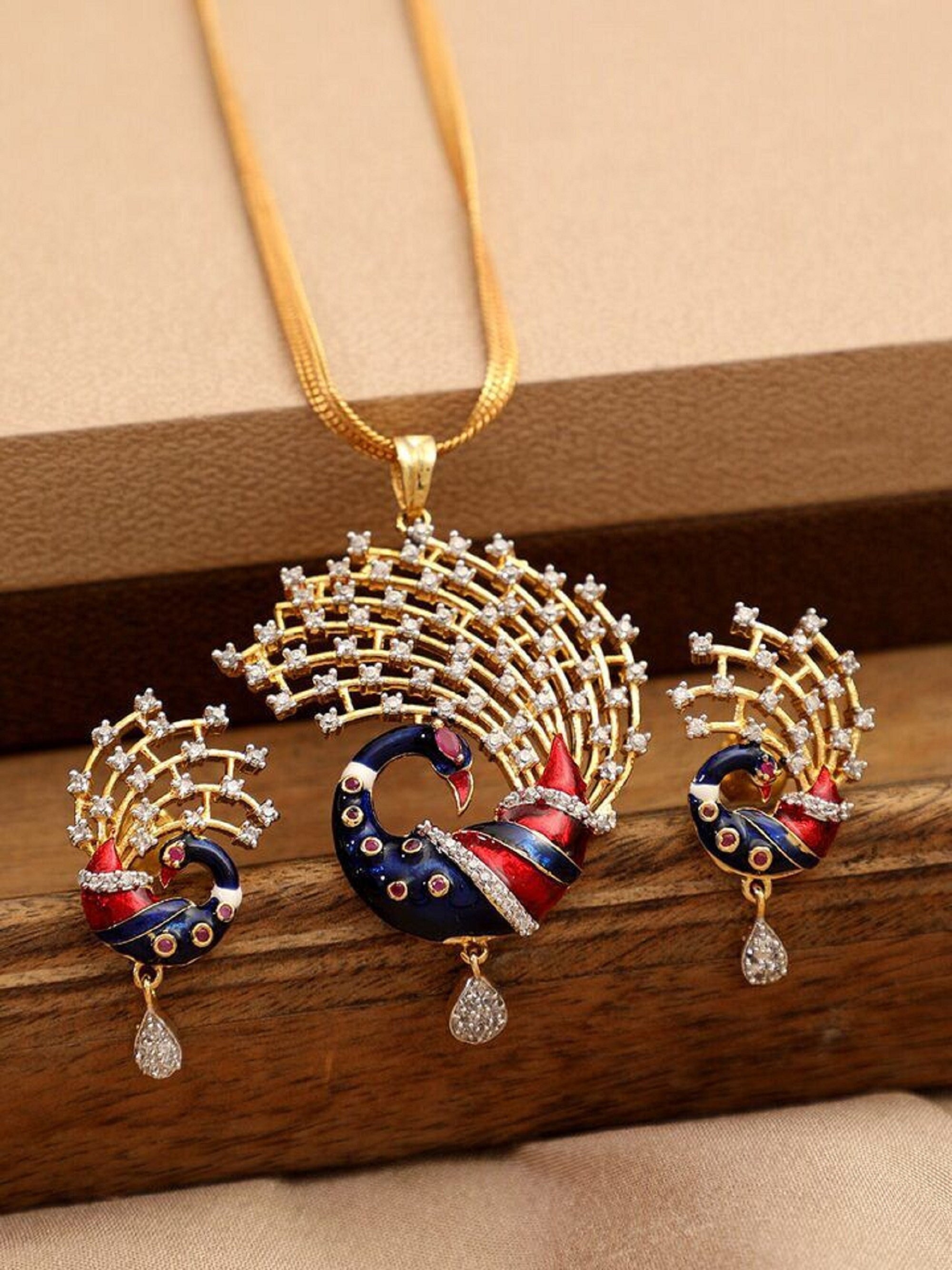 Elegant peacock necklace set price online