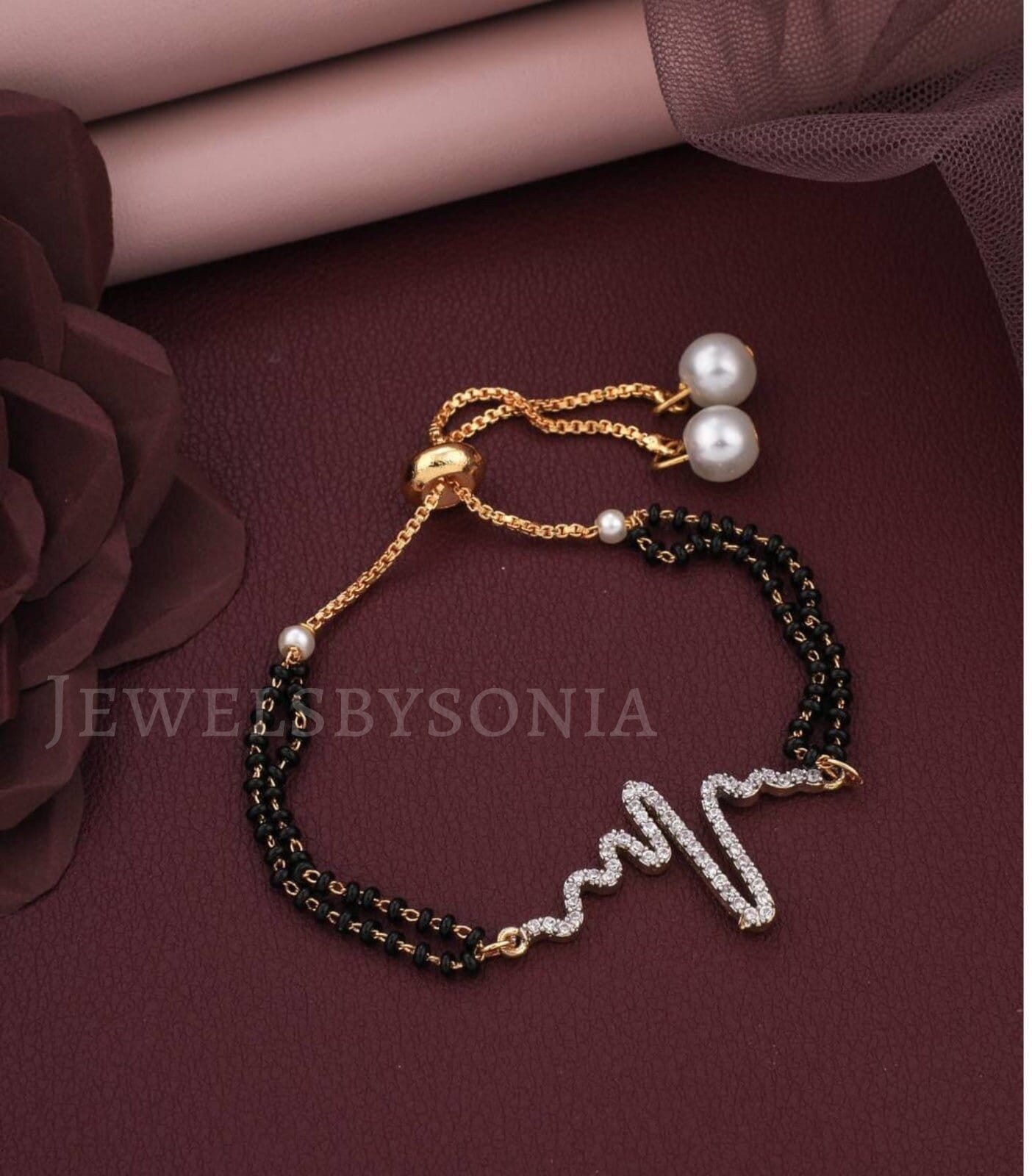 925 Silver Mangalsutra Rose Gold Bracelet design online catalog