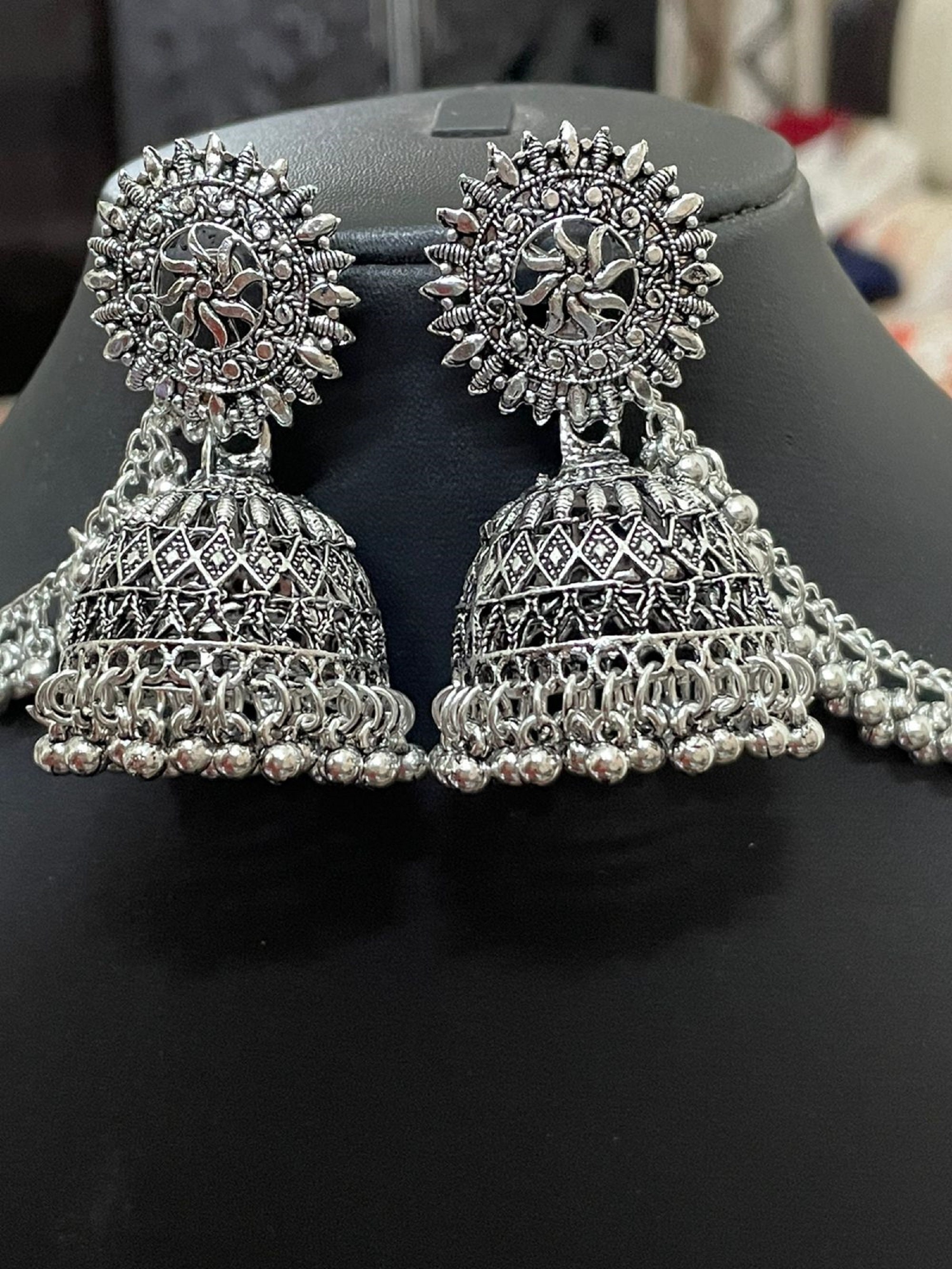 Bahubali long chain jhumka earrings set sale