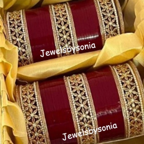 Indian Chura Wedding Chuda Punjabi Maroor Choora Bollywood outlet Inspired Celebrities Style Chooda Sikh Bridal AD Chuda Wedding Bangles Set