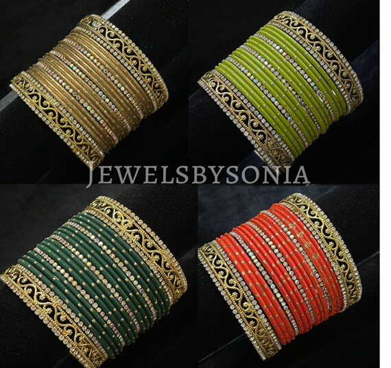 Indian Bangle Set metal Bangles bridal Bangles designer Bangle Set