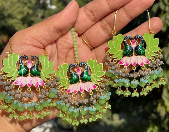 Kundan tikka shop and earrings