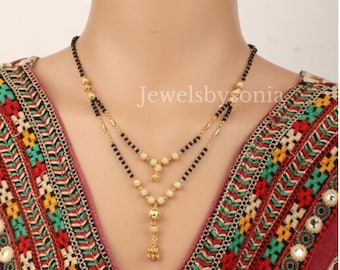 Indian Gold Mangalsutra South Indian Wedding Necklace Bridal Mangalsutra Wedding Jewelry Beaded Necklace Dokiya Nallapusalu Jewelry Chain