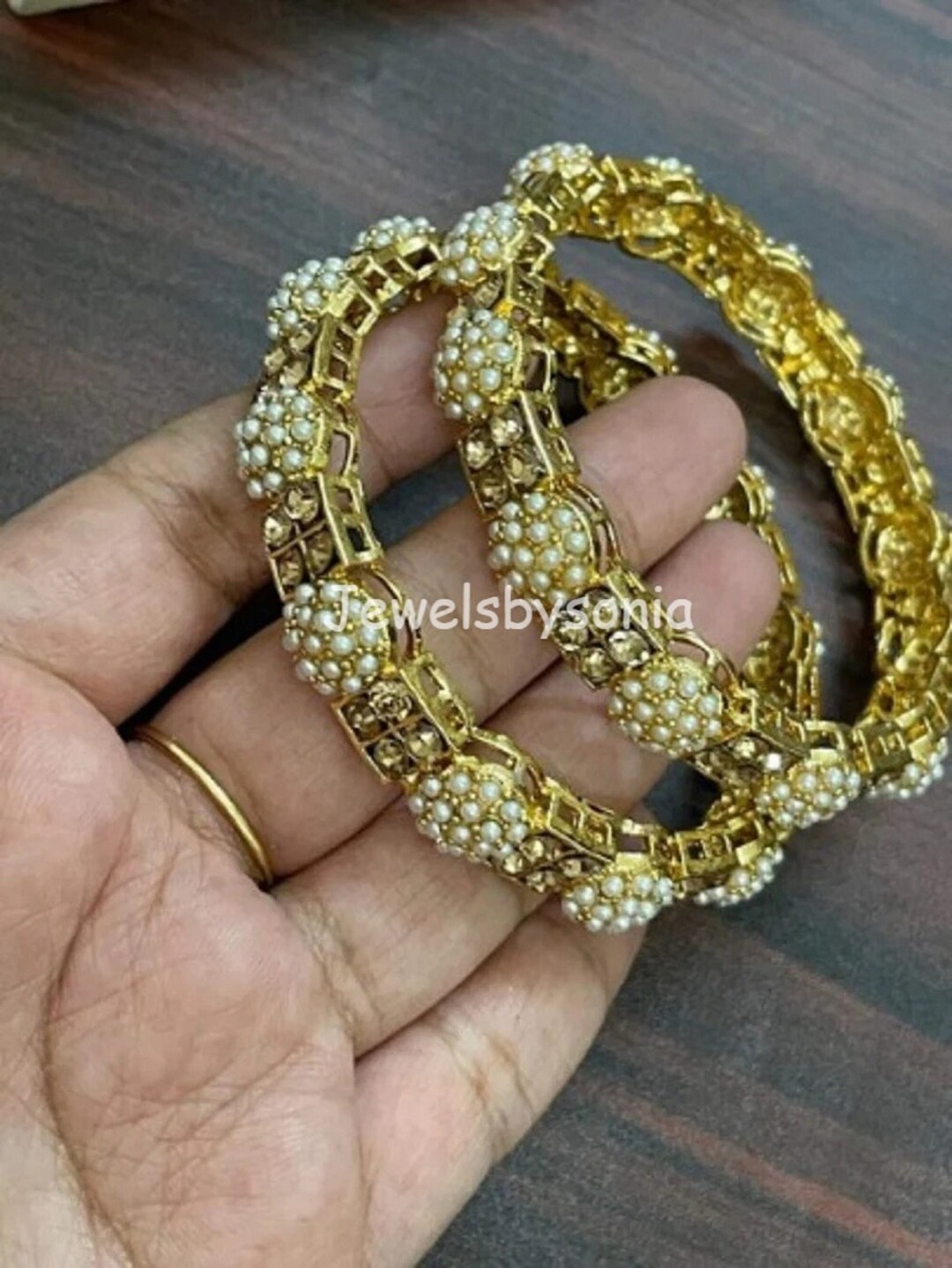 Pearl Bangles/ Indianbangles/gold Bangles/ South Indian Etsy