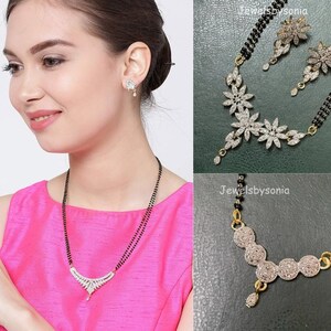 Buy CZ Mangalsutra Bride Necklace Stylish Gold Plated Silver