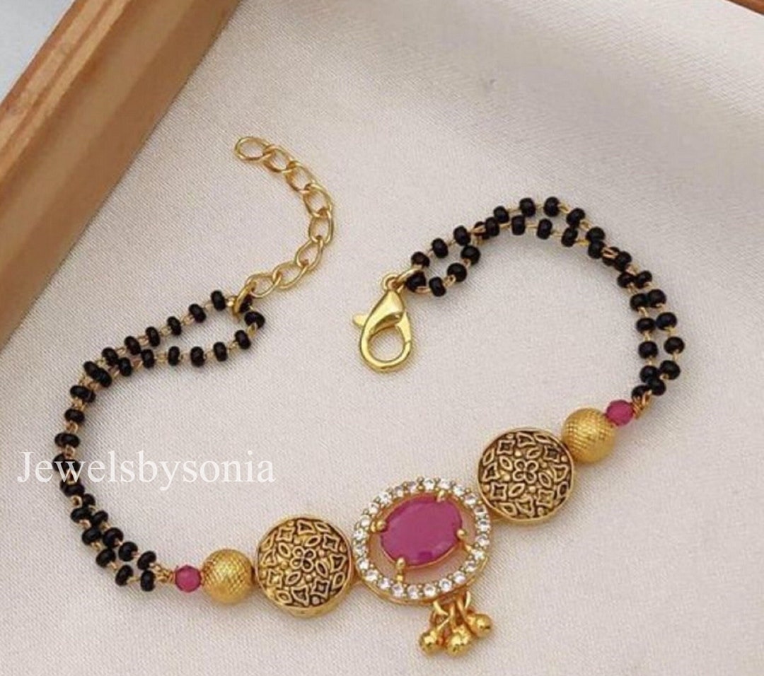 Bridal Mangalsutra Bracelet Gold Plated Hand Mangalsutra Etsy