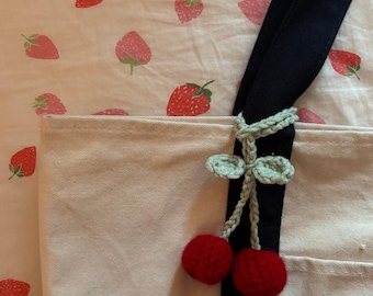 Crochet Cherry Bag Charm: Handmade Kawaii Purse Accessory