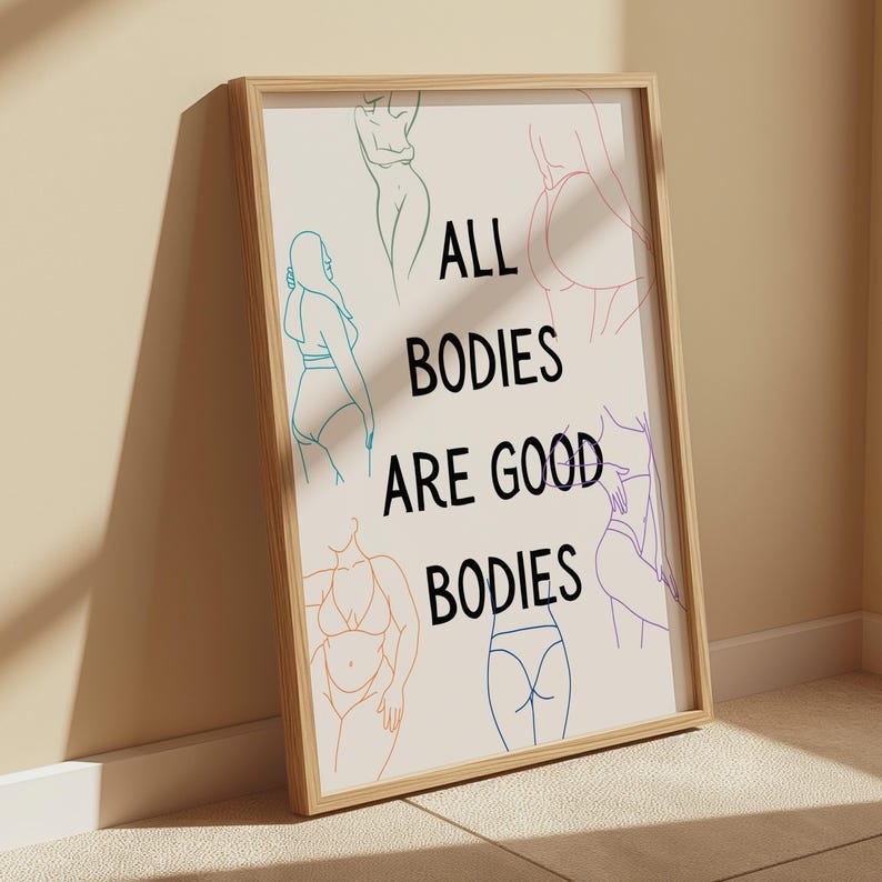 Body Positivity Art Print: Rainbow Female Body Outline (digital ...