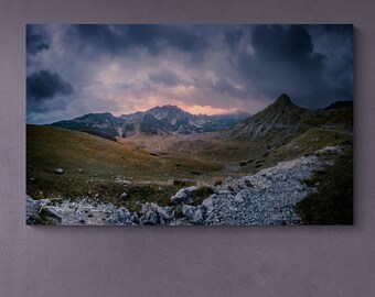 Photograph montenegro mountain "Bloody dusk", color photog, poster, instant download, printable, landscape nature cloudy moody