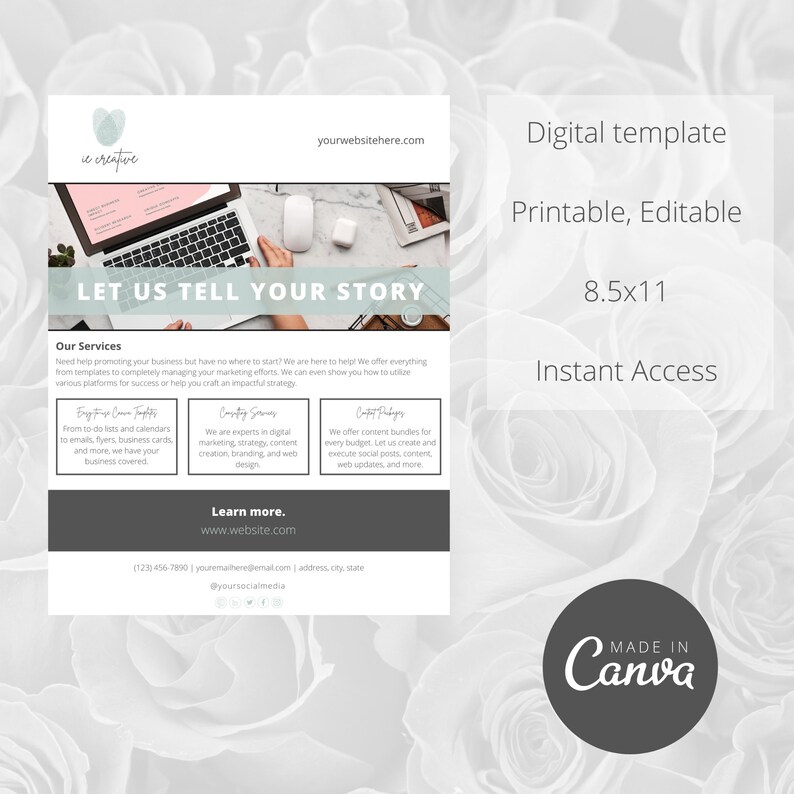 Simple Flyer Template, Printable, Instant Download, Small Business ...
