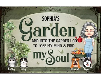 Personalized Garden Metal Sign - Custom Name, Vintage Wall Decor
