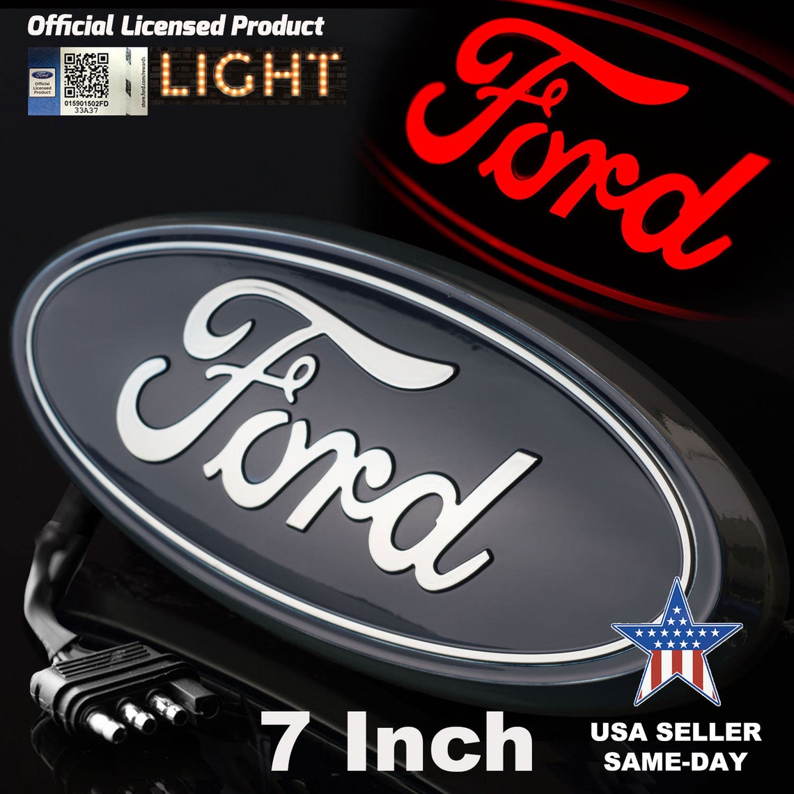 Ford Tailgate Emblem Compatible With SUV Trucks 7 Inch LED Light up