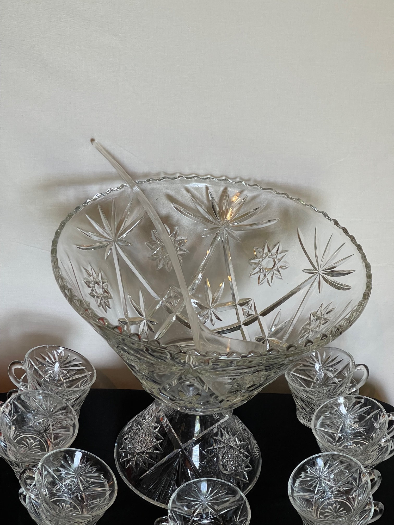Anchor Hocking Punch Bowl Set W/stand Etsy