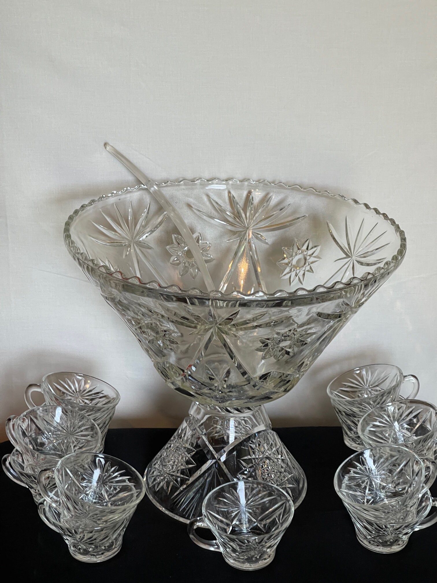 Anchor Hocking Punch Bowl Set W/stand Etsy
