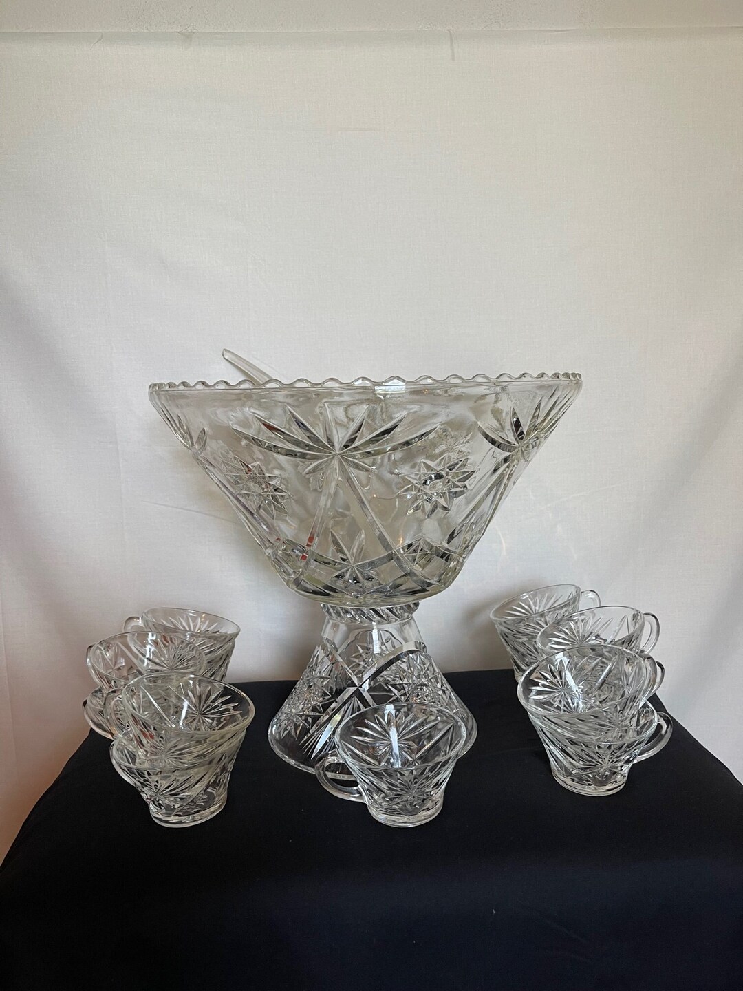 Anchor Hocking Punch Bowl Set W/stand Etsy
