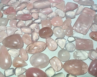 AAA Rose Quartz Cabochon Lot: Natural Gemstones for Jewelry Making