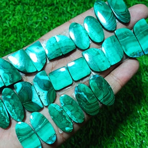 Natürliche Malachit Paar Lot, lose Edelstein Cabochons, Schmuckherstellung, Mix Size Bild 4