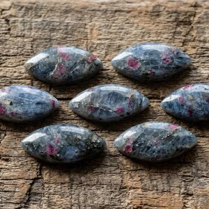 Natural Ruby Kyanite Marquise Cabochon: Calibrated Flat Back Loose Stone for Making Jewelry