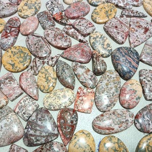 Lot de cabochons en jaspe peau de léopard, fabrication de bijoux en pierres précieuses naturelles