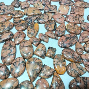 Wood Jasper Cabochon Lot, Natural Gemstone Mix