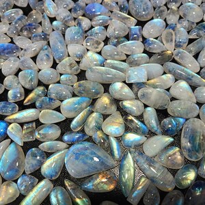 White Rainbow Moonstone Lot, Gemstone Cabochon Lot, Rainbow Fire, Natural Moonstone Lot, Amazing Fire Lot, Rainbow Lot, Making Jewelry,