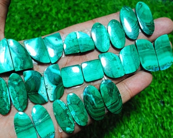 Natural Malachite Pair Lot, Loose Gemstone Cabochons, Jewelry Making, Mix Size