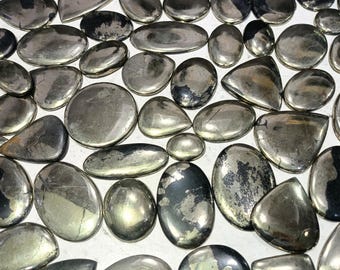 Apache Gold Pyrite Cabochon Lot, Natural Gemstone, Mix Size