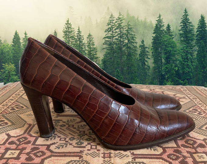 Deborah 2.0 Brown Croco leather Pumps Heels Joan Oloff career