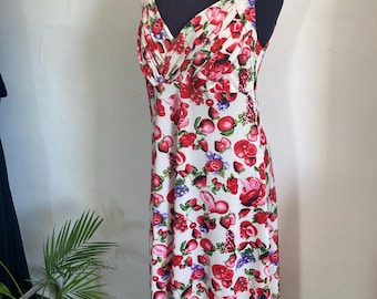 Y2K Strawberry Print Midi Dress: Cottagecore Summer Dress
