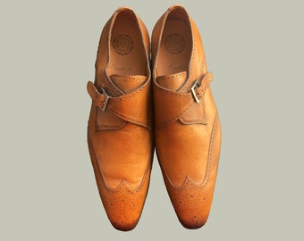 Vintage Mezlan Leather Monk Strap Oxford Shoes - Size 13