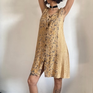Vintage Embroidered Rayon Dress: 90s Boho Cottagecore