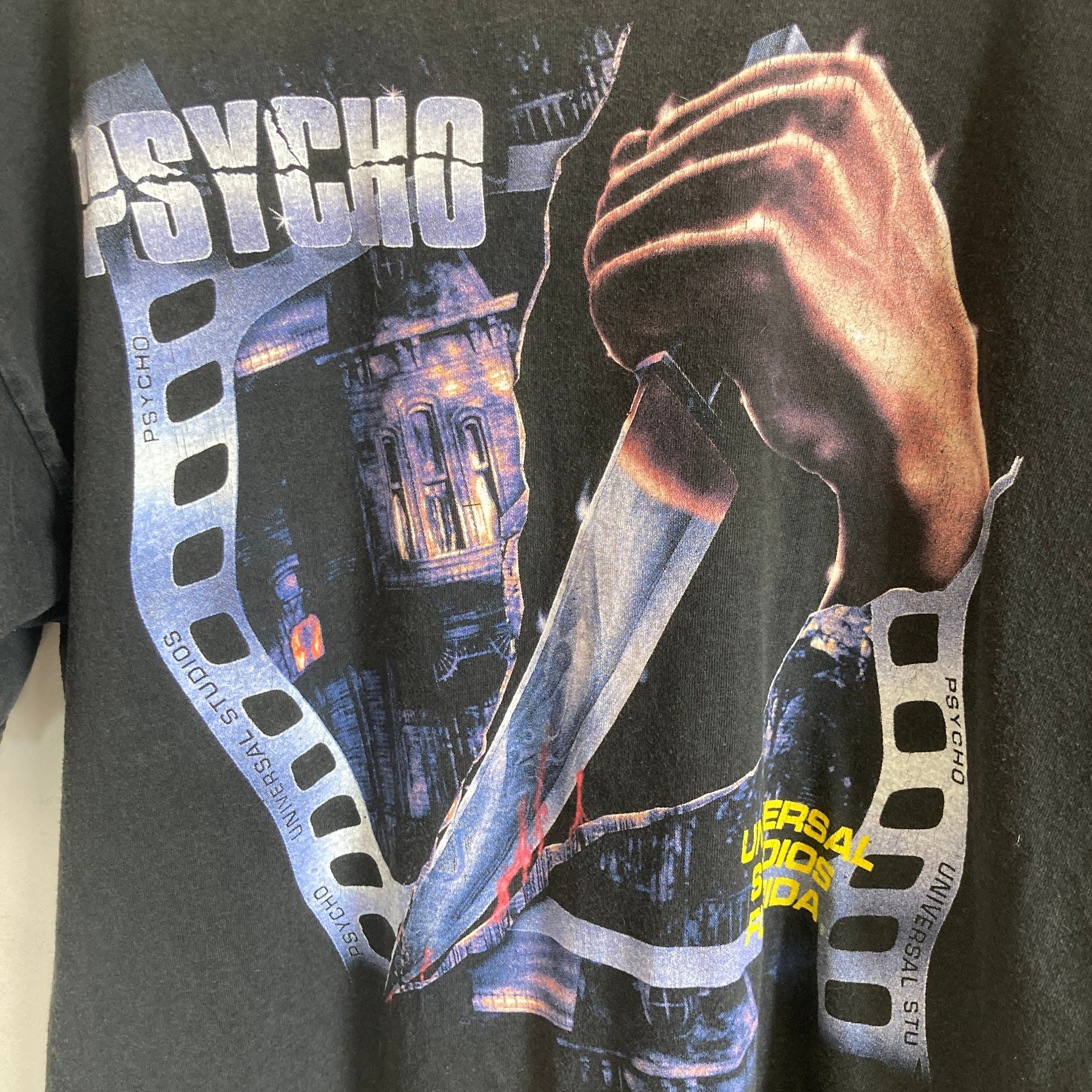 Rare 90s Vintage Alfred Hitchcock Psycho Movie T-shirt, Universal Studio, Heavy Cotton, Crew Neck Graphic T-shirt, Collector Shirt. Size XL. - Etsy Rare 90s Vintage Alfred Hitchcock Psycho Movie T-shirt, Universal Studio, Heavy Cotton, Crew Neck Graphic T-shirt, Collector Shirt. Size XL. - Etsy