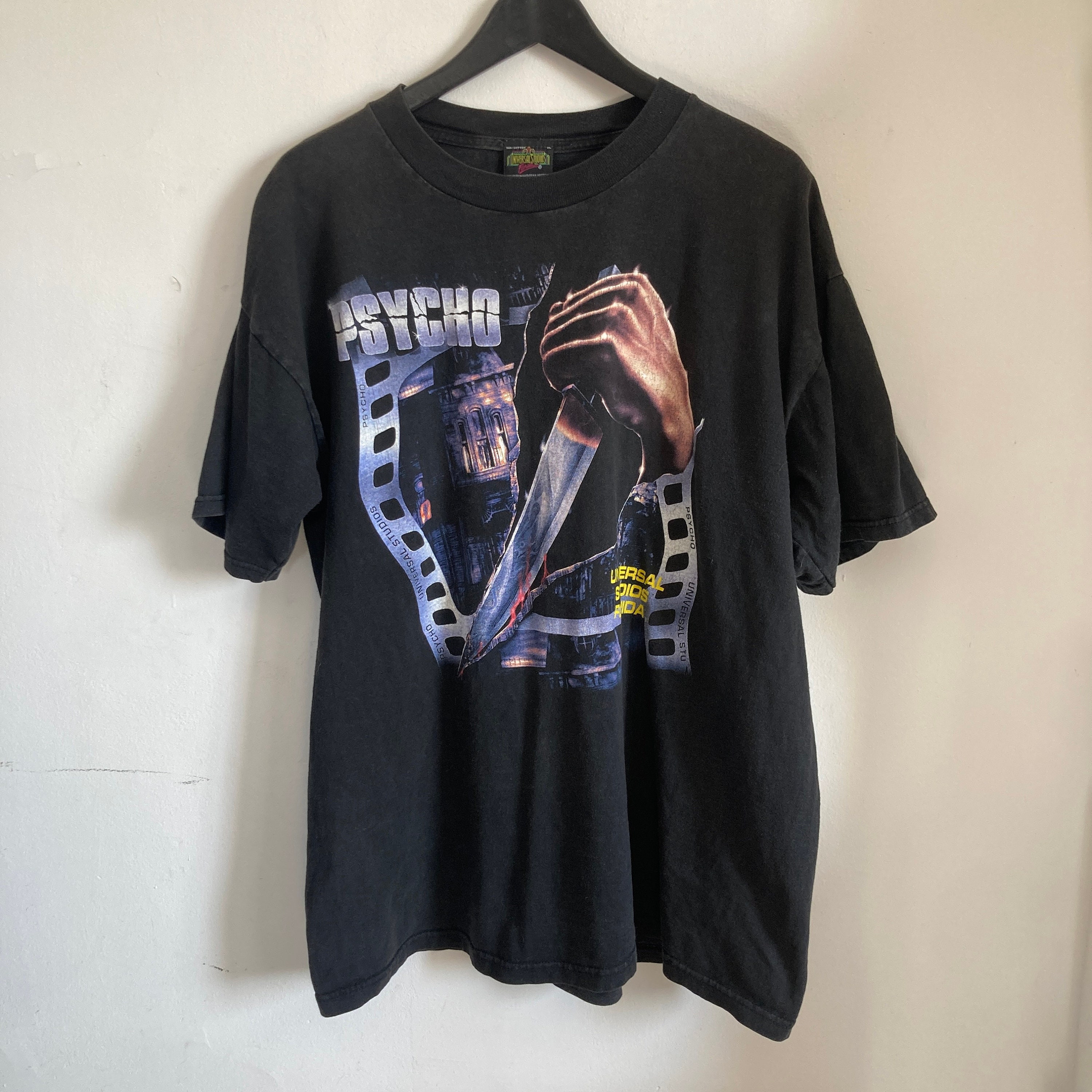 Rare 90s Vintage Alfred Hitchcock Psycho Movie T-shirt, Universal Studio, Heavy Cotton, Crew Neck Graphic T-shirt, Collector Shirt. Size XL. - Etsy Rare 90s Vintage Alfred Hitchcock Psycho Movie T-shirt, Universal Studio, Heavy Cotton, Crew Neck Graphic T-shirt, Collector Shirt. Size XL. - Etsy