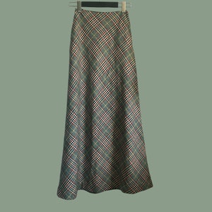 Vintage 70er Jahre Karierter Maxi-Rock: Tartan A-Linie, XS/S