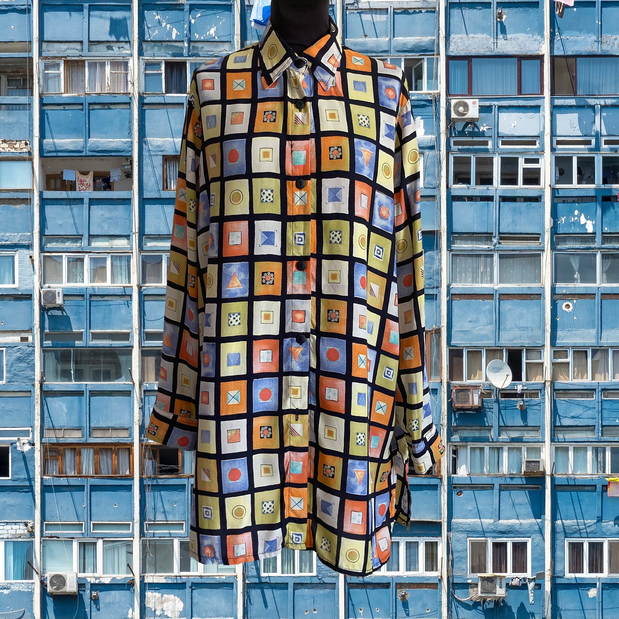 M 80s イタリア製 Abstract Print Rayon shirt M 80s イタリア製 Abstract Print Rayon shirt