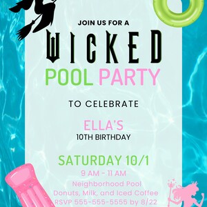 Wicked Pool Party Invitation Digital Template