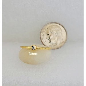 Dainty Cz Bezel Stacking Ring/Small Diamond Ring/April Birthstone/Bezel Set Diamond Ring/Gift to Mom