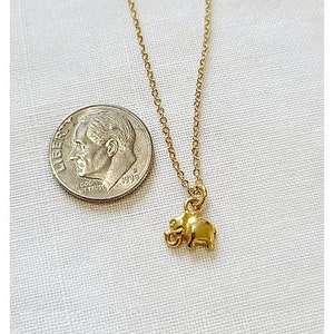 Tiny Elephant Pendant Necklace/Sterling Silver Dainty Elephant Necklace/ Delicate Lucky Charm Necklace/Gift to Her & Mom