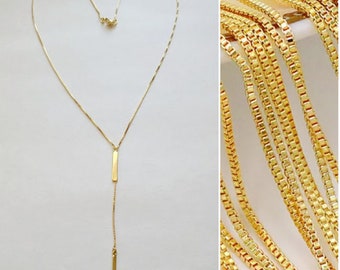 Y-Style Box Chain Simple Layering Necklace /The perfect Box chain, Can wear alone or with your favorite any Necklace/Gift to Her and Mother