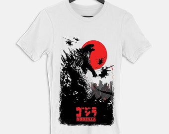 Godzilla Japanese Movie Poster Funny Cool T Shirt Men Women Unisex 80s Vintage Style Retro Japan Top Tee Vintage King Kong of Monsters