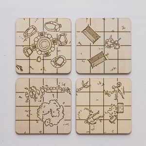 Dungeons and Dragons Terrain Coaster Set | Waldfliesen | Laser graviert | D & D Geschenk | RPG Gaming DnD Untersetzer