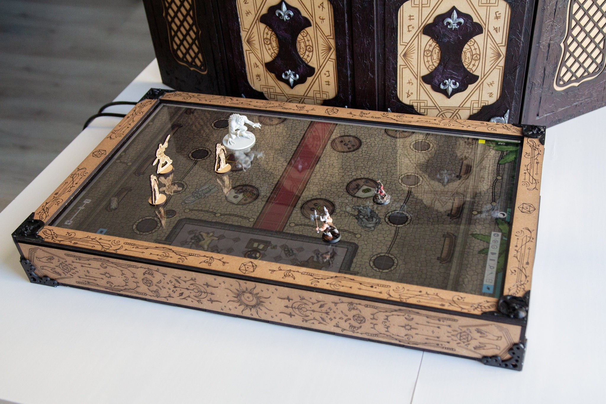 TTRPG Digital Game Board (option for 27" LCD Monitor Included) | Dungeons and Dragons Digital Battle Map | RPG Accessory | D&D Monitor