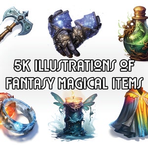 Illustrations d'objets magiques épiques | 5 000 illustrations du MDN | Plus de 50 cartes Objet magique TTRPG | Illustrations d'articles magiques du MDN