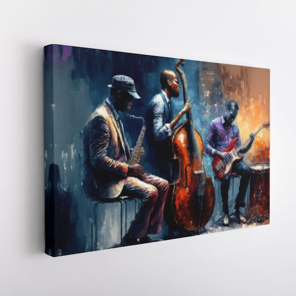 Impression sur toile de musique jazz, art mural de musique jazz, club de jazz, peinture de jazz, impression d’affiche de jazz, orchestre de jazz