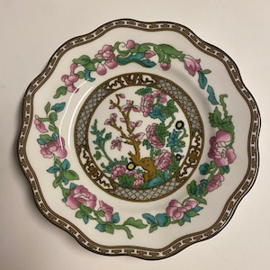 Vintage Bone China Scalloped Coalport Indian Tree Pattern Decorative Plate