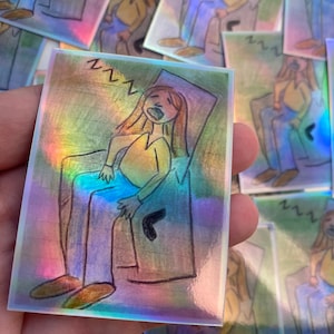HOLOGRAPHISCHER "Beware Of The Chair" Original Kunst Aufkleber."