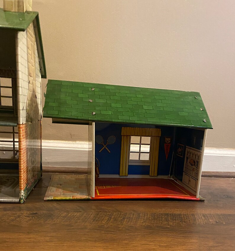 Vintage Marx Tin Dollhouse With Breezeway and Awnings 1950s Etsy